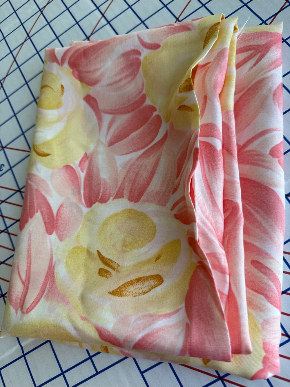 Vintage 1970s Merry Mary Fabric Pink Yellow Floral Silky Dress Fabric 2 Yds